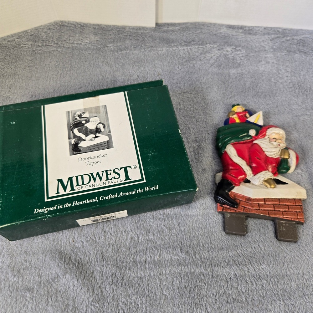 Midwest of Cannon Falls Santa Chimney Doorknocker Topper Christmas Decor Boxed